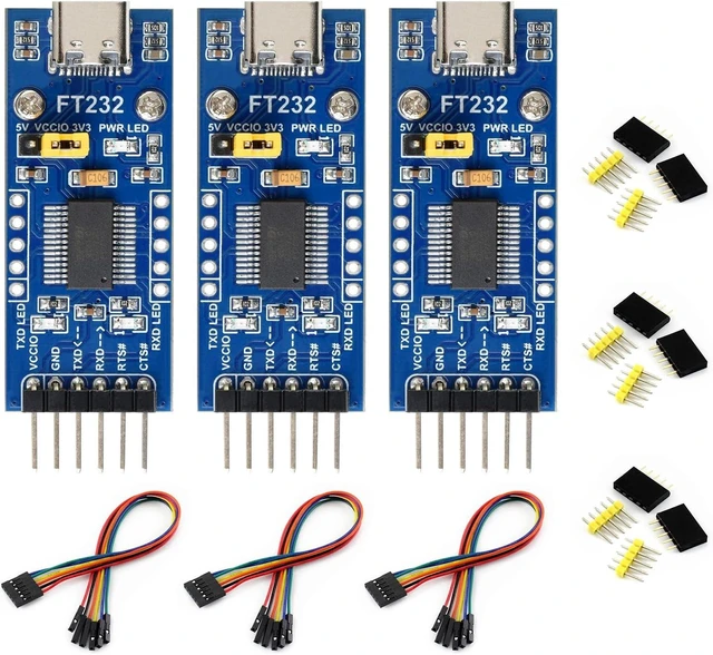 Main image of waveshare 3PCS FT232 USB to TTLUART Communication Module, USB Type C Connector, Compatible with Mac OS, Linux, Android, Wince, Windows 7/8/8.1/10/11...
