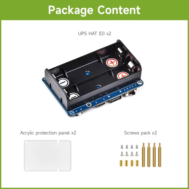 Alt view image 2 of 7 - Waveshare 2PCS PS HAT (D) for Raspberry Pi, Supports 21700 Li Battery (NOT Included), 5V Uninterruptible Power Supply, Pogo Pins Connector, Supports Charging and Power Output At The Same Time