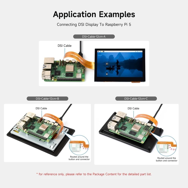 Alt view image 5 of 5 - Waveshare 2PCS DSI 12cm FPC Flexible Cable, Type B, FPC Cable with Bends, 15pin to 22pin