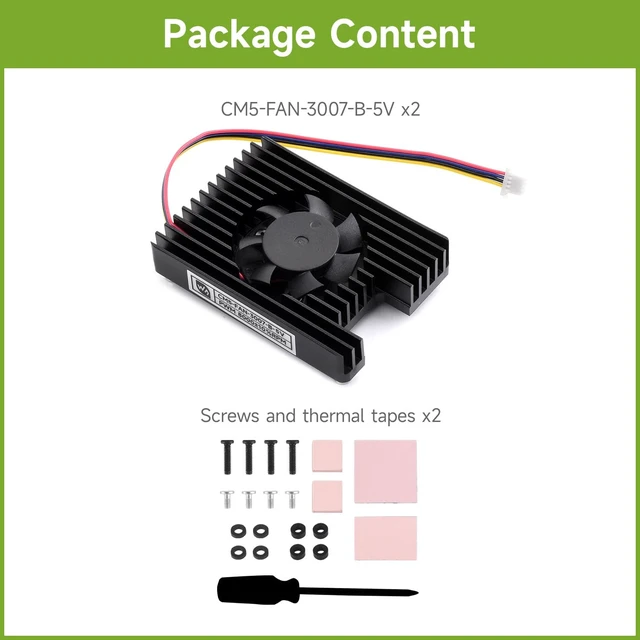 Alt view image 2 of 6 - Waveshare 2PCS CM5 Dedicated All-in-one 3007 Cooling Fan, Compatible with Raspberry Pi Compute Module 5, 5V Power Supply, Speed Adjustable, with Thermal Tapes