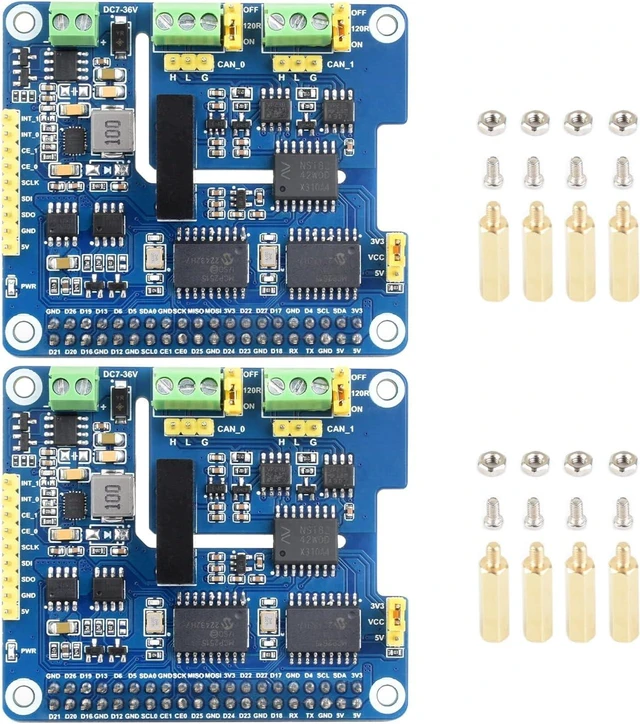 Main image of Waveshare 2PCS 2-Channel Isolated CAN Bus Expansion HAT, Compatible with Raspberry Pi 5/4B/3B/Zero/Zero W/Zero 2W/Pico/Pico W/Pico WH, Dual Chips Solution, Built-in Multi Protections