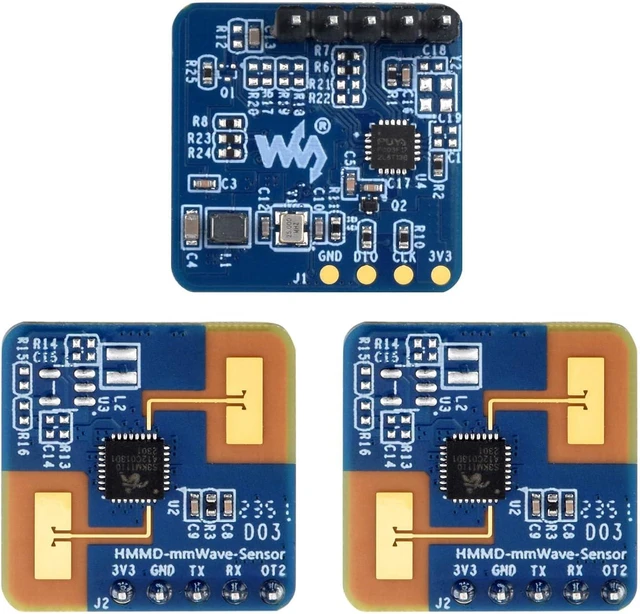 Main image of Waveshare 3PCS Human Micro-Motion Detection MmWave Sensor, 24GHz MmWave Radar, Based On SXKMXXX0, Adopts Frequency Modulated Continuous Wave (FMCW) Technology, Compact Size and Easy Integration