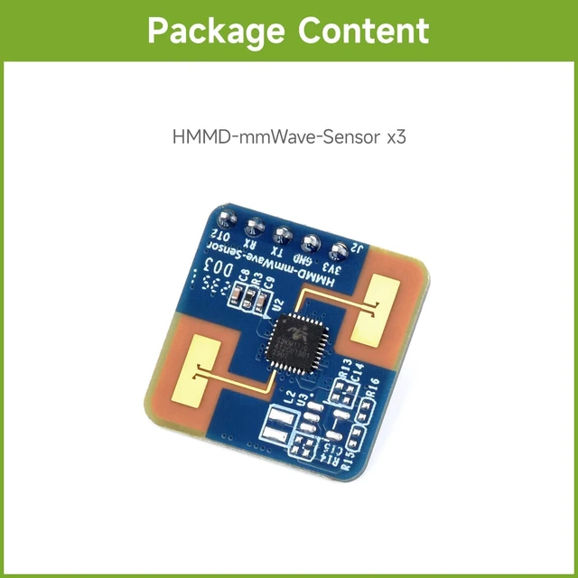 Alt view image 2 of 7 - Waveshare 3PCS Human Micro-Motion Detection MmWave Sensor, 24GHz MmWave Radar, Based On SXKMXXX0, Adopts Frequency Modulated Continuous Wave (FMCW) Technology, Compact Size and Easy Integration