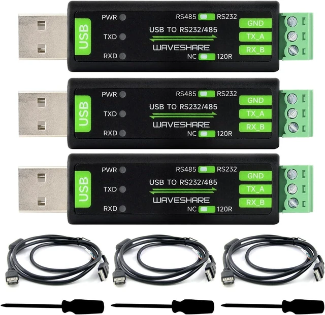 Main image of waveshare 3PCS USB to RS232/485 Serial Converter, Onboard Original FT232RNL, Features More Stable Transmission, Suitable for Multiple Devices, Compatible with Mac/Linux/Android/Win11/10/8.1/8/7, etc
