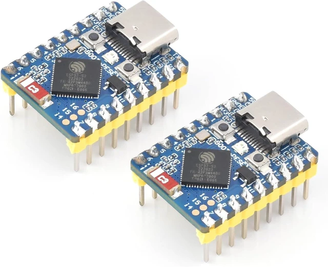 Main image of Waveshare 2PCS ESP32-C3 Mini Development Board, Based On ESP32-C3FN4 Single-Core Processor, 160MHz Running Frequency, 2.4GHz Wi-Fi & BLE 5 with Pre-soldered Header