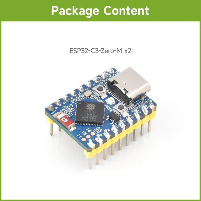 Alt view image 2 of 7 - Waveshare 2PCS ESP32-C3 Mini Development Board, Based On ESP32-C3FN4 Single-Core Processor, 160MHz Running Frequency, 2.4GHz Wi-Fi & BLE 5 with Pre-soldered Header