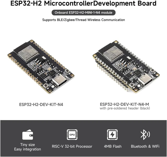 Alt view image 3 of 7 - Waveshare ESP32-H2 Microcontroller, 96MHz Processor, ESP32-H2-MINI-1-N4 Module, Built in 4MB Flash, Supports BLE/Zigbee/Thread Wireless Communication Standard Version