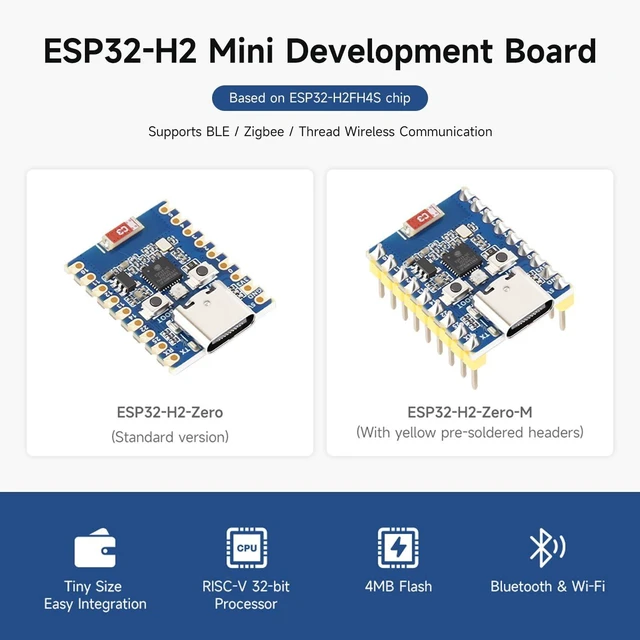 Alt view image 3 of 6 - Waveshare ESP32-H2 Mini Development Board with ESP32-H2FH4S, 96MHz Processor, 4MB Flash, Support BLE/Zigbee/Thread Wireless Communication