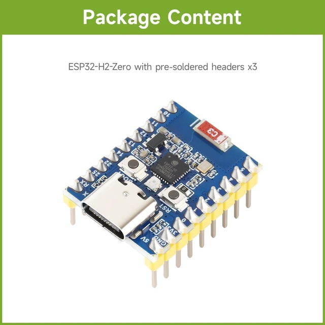 Alt view image 2 of 6 - Waveshare 3PCS ESP32-H2 Mini Development Board with ESP32-H2FH4S, 96MHz Processor, 4MB Flash, Support BLE/Zigbee/Thread Wireless Communication, with Pre-soldered Headers