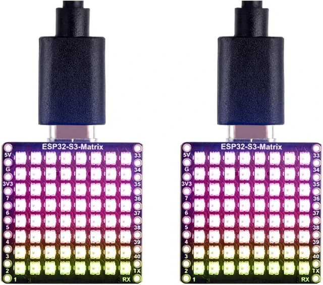 Main image of Waveshare 2PCS ESP32-S3-Matrix Development Board, Onboard 8×8 RGB LED Matrix and QMI8658C Attitude Sensor, Supports Wi-Fi and BLE, ESP32 Development Board
