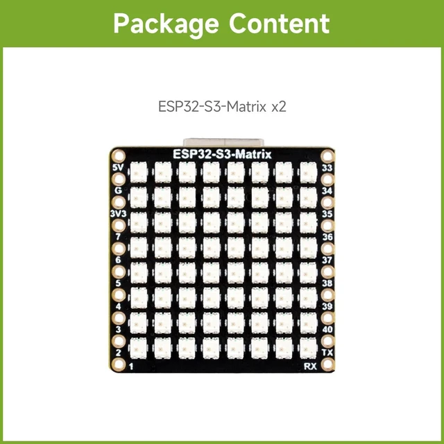 Alt view image 2 of 7 - Waveshare 2PCS ESP32-S3-Matrix Development Board, Onboard 8×8 RGB LED Matrix and QMI8658C Attitude Sensor, Supports Wi-Fi and BLE, ESP32 Development Board