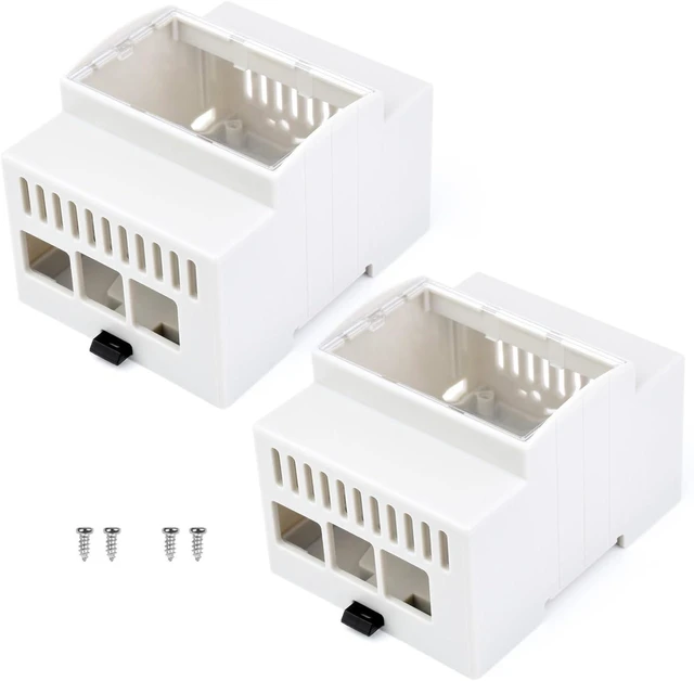 Main image of Waveshare 2PCS DIN Rail ABS Case for Raspberry Pi 5, Large Inner Space, Injection Moduling