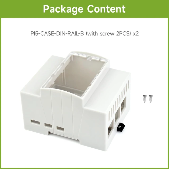 Alt view image 2 of 6 - Waveshare 2PCS DIN Rail ABS Case for Raspberry Pi 5, Large Inner Space, Injection Moduling