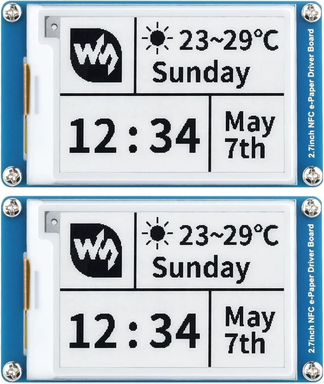 Main image of Waveshare 2PCS 2.7inch Passive-Powered E-Paper Module, Novel Passive NFC Technology, No Battery Required, No More Battery Life Trouble, Black and White Display Colors