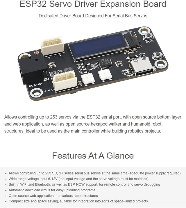 Alt view image 2 of 7 - Waveshare ESP32 Servo Driver Expansion Board Built-in WiFi Dedicated Driver Board Designed for Serial Bus Servos