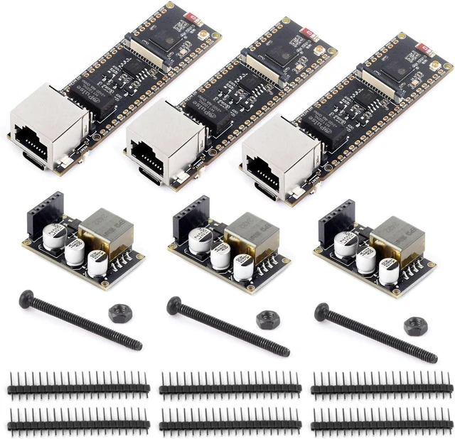 Main image of Waveshare 3PCS ESP32-S3 ETH Development Board, 10/100Mbps RJ45 Ethernet Port, Wi-Fi & BT Support, 240MHz Dual Core Processor, Onboard Type-C Port and TF Card Slot, PoE Module
