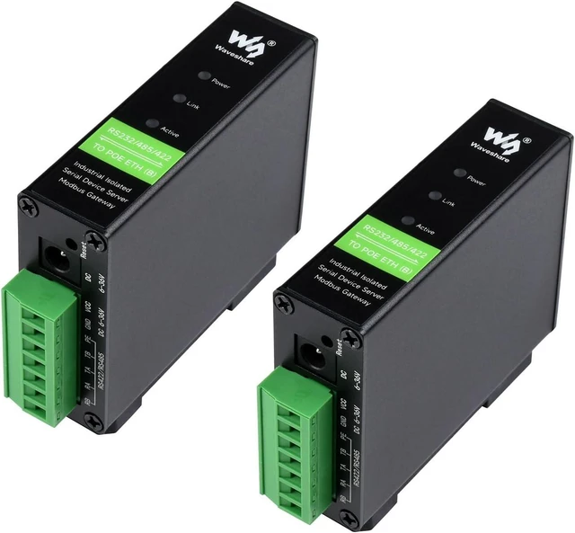 Main image of Waveshare 2PCS RS232/485/422 to RJ45 Ethernet Module, TCP/IP to Serial, POE Function, Bi-Directional Transparent Transmission, Suitable for Data Acquisition, Intelligent Instrument Monitoring, etc