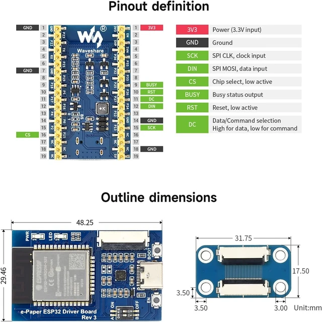Alt view image 6 of 6 - Waveshare Universal e-Paper Driver Board with WiFi/Bluetoth SoC ESP32 onboard Support Various Waveshare SPI e-Paper Raw Panels