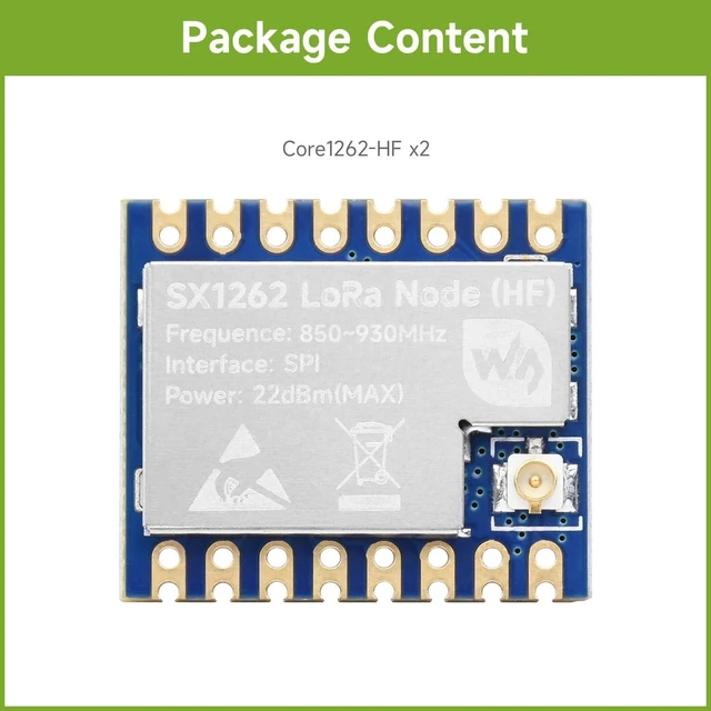 Alt view image 2 of 7 - Waveshare 2PCS Core1262 HF LoRa Module, SX1262 Chip, Meshtastic Devices,Long-Range Communication, Anti-Interference, Suitable for Sub-GHz Band