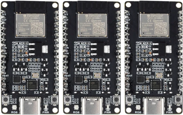 Main image of Waveshare 3PCS ESP32-H2 Microcontroller, 96MHz Processor, ESP32-H2-MINI-1-N4 Module, Built in 4MB Flash, Supports BLE/Zigbee/Thread Wireless Communication with Pre-soldered Header