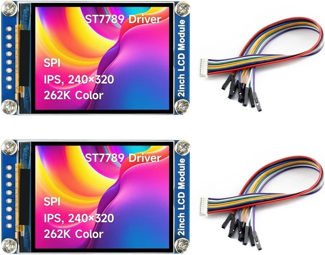 Main image of Waveshare 2PCS 2inch LCD Display Module, IPS Screen, 240×320 Resolution, SPI Interface