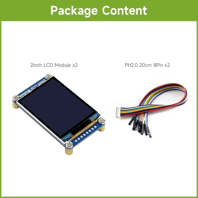 Alt view image 2 of 7 - Waveshare 2PCS 2inch LCD Display Module, IPS Screen, 240×320 Resolution, SPI Interface