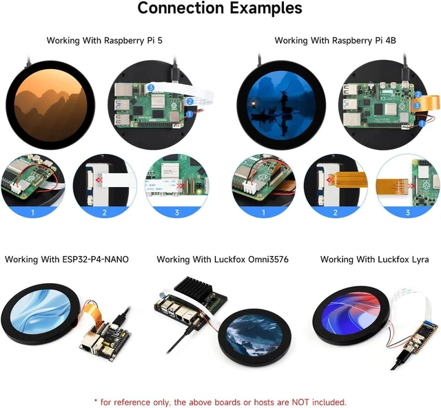Alt view image 5 of 7 - waveshare 4inch DSI Round Capacitive Touch Display, Compatible with Raspberry Pi, RK3576, RK3506 and ESP32-P4 720 × 720, IPS Display Panel, 10-Point Touch, 170° Wide Viewing Angle