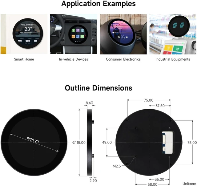 Alt view image 7 of 7 - waveshare 4inch DSI Round Capacitive Touch Display, Compatible with Raspberry Pi, RK3576, RK3506 and ESP32-P4 720 × 720, IPS Display Panel, 10-Point Touch, 170° Wide Viewing Angle