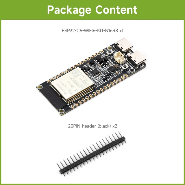 Alt view image 2 of 7 - Waveshare ESP32-C5 Dual-Band Wi-Fi 6 Development Board, 240MHz RISC-V Processor, ESP32-C5-WROOM-1 Series Module, Multi-Protocol RISC-V MCU, 8MP PSRAM