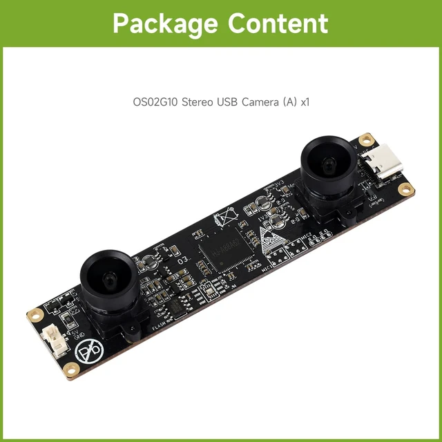 Alt view image 2 of 6 - Waveshare OS02G10 2MP Stereo USB Camera Module, OS02G10 Sensor Chip, USB2.0 Port, Synchronized Same-Frame Output, 62mm Baseline, Featuring Distortion-Free Lenses