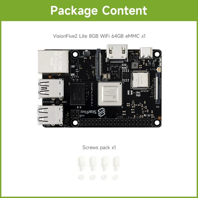Alt view image 2 of 7 - VisionFive2 Lite RISC-V Single Board Computer, JH-7110S Processor with Integrated 3D GPU, Based on Linux, 8GB RAM, Includes WiFi Module, 64GB eMMC Flash, Board ONLY