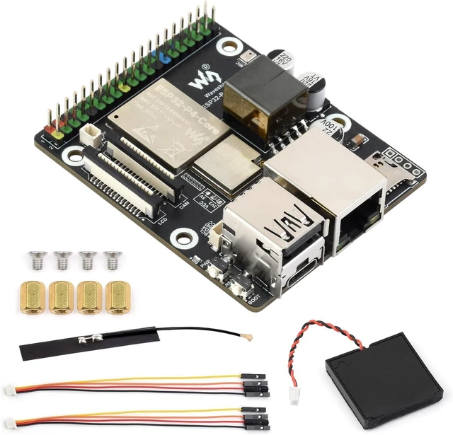 Main image of Waveshare ESP32-P4-WIFI6-POE-ETH High-Performance Development Board, Based On ESP32-P4 and ESP32-C6, Supports Wi-Fi 6 and BLT 5 (LE), PoE Module, Bundle with Speaker and Cables (5 Items)