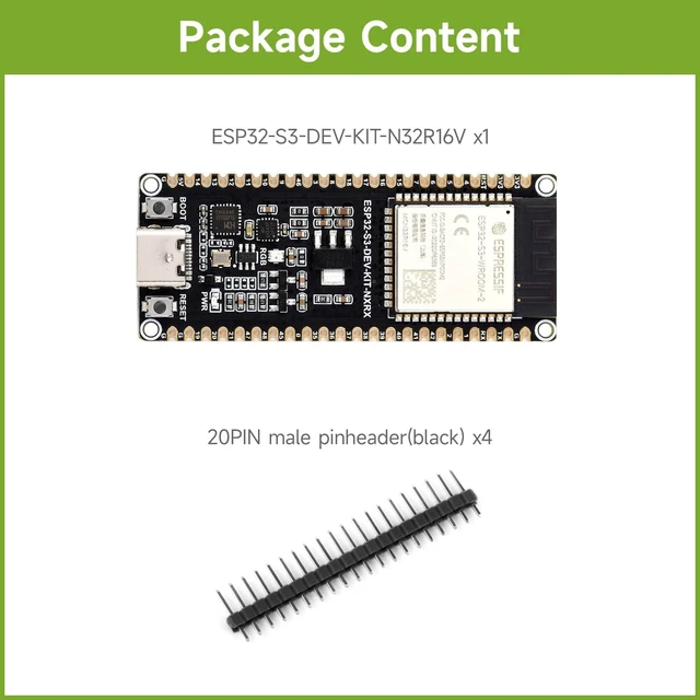 Alt view image 2 of 7 - Waveshare ESP32-S3 Microcontroller, 2.4GHz Wi-Fi Development Board, 240MHz Dual Core Processor, ESP32-S3-WROOM Module,32MB Flash and 16MB PSRAM