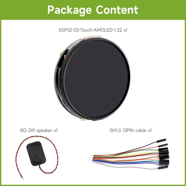 Alt view image 2 of 7 - Waveshare ESP32-S3 1.32inch AMOLED Round Touch Display Development Board, 466×466 Pixels, QSPI Interface, Supports Wi-Fi and BT 5