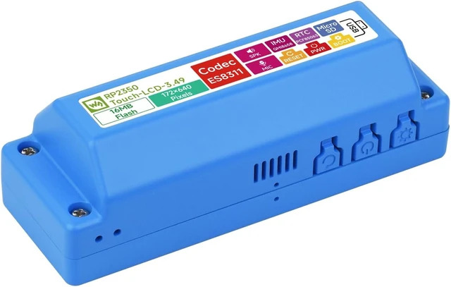 Alt view image 2 of 7 - Waveshare RP2350 Development Board with 3.49inch IPS Capacitive Touch Display, 172 × 640, Dual-core & Dual-Architecture Design, Built-in AXS15231B LCD & Touch Controller, Lithium Batt Included