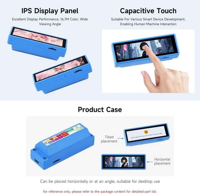 Alt view image 5 of 7 - Waveshare RP2350 Development Board with 3.49inch IPS Capacitive Touch Display, 172 × 640, Dual-core & Dual-Architecture Design, Built-in AXS15231B LCD & Touch Controller, Lithium Batt Included