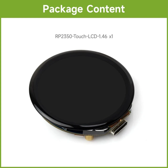 Alt view image 2 of 7 - Waveshare RP2350 1.46inch Capacitive Touch Round Display Development Board, 480×480 IPS Panel Display, 65K Color, with Protective Cover Glass