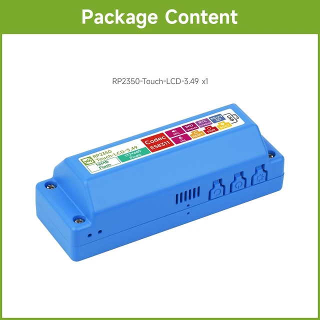 Alt view image 2 of 7 - Waveshare RP2350 Development Board with 3.49inch IPS Capacitive Touch Display, 172 × 640, Dual-core & Dual-Architecture Design, Built-in AXS15231B LCD & Touch Controller, Lithium Batt NOT Included
