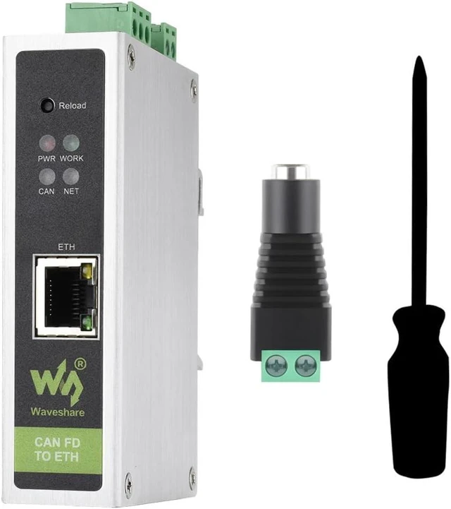 Main image of Waveshare CAN FD Protocol Converter, CAN FD to ETH Bidirectional Data Communication, Supports 5 Data Conversion Modes and CAN 2.0A/2.0B Protocols, Rail-Mount Support