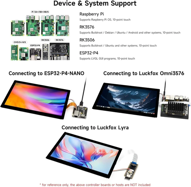 Alt view image 4 of 7 - waveshare 10.1inch DSI Capacitive Touch Display, Compatible with Raspberry Pi 5/4B and ESP32-P4, Wide Color Gamut, 720 × 1280, IPS Panel, Supports 10-Point Touch, Toughened Glass Panel