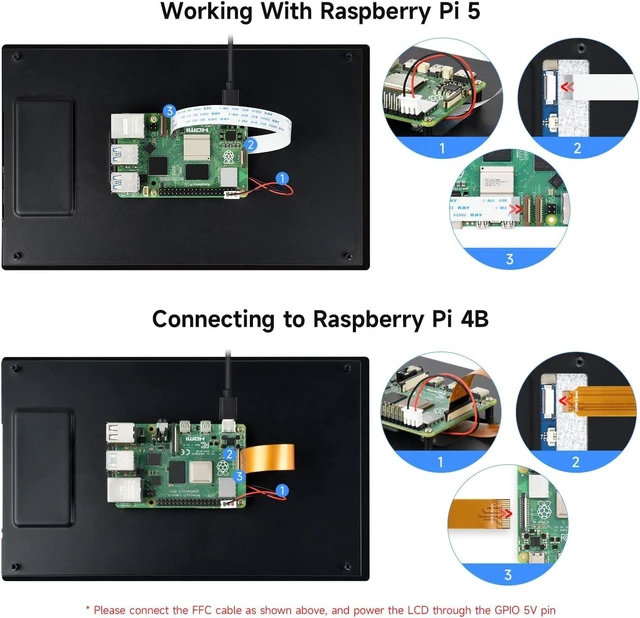 Alt view image 5 of 7 - waveshare 10.1inch DSI Capacitive Touch Display, Compatible with Raspberry Pi 5/4B and ESP32-P4, Wide Color Gamut, 720 × 1280, IPS Panel, Supports 10-Point Touch, Toughened Glass Panel