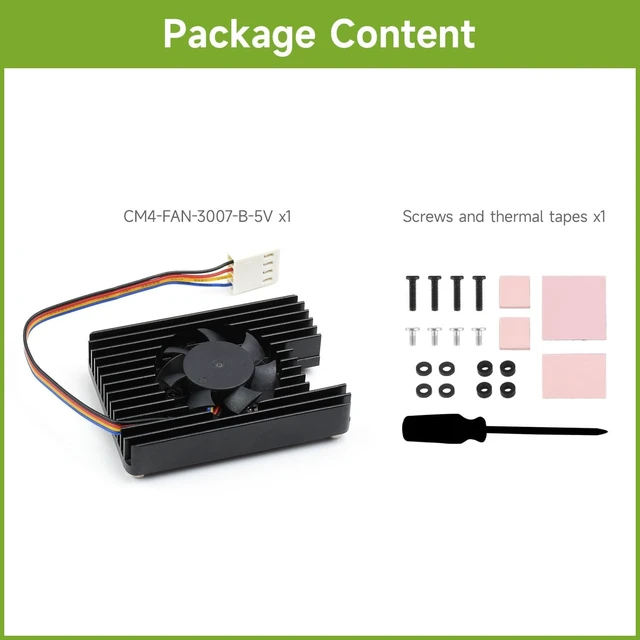 Alt view image 2 of 6 - Waveshare Dedicated FAN-3007-B Cooling Fan for Raspberry Pi Compute Module 4 CM4 Speed Adjustable with Thermal Tapes-5V