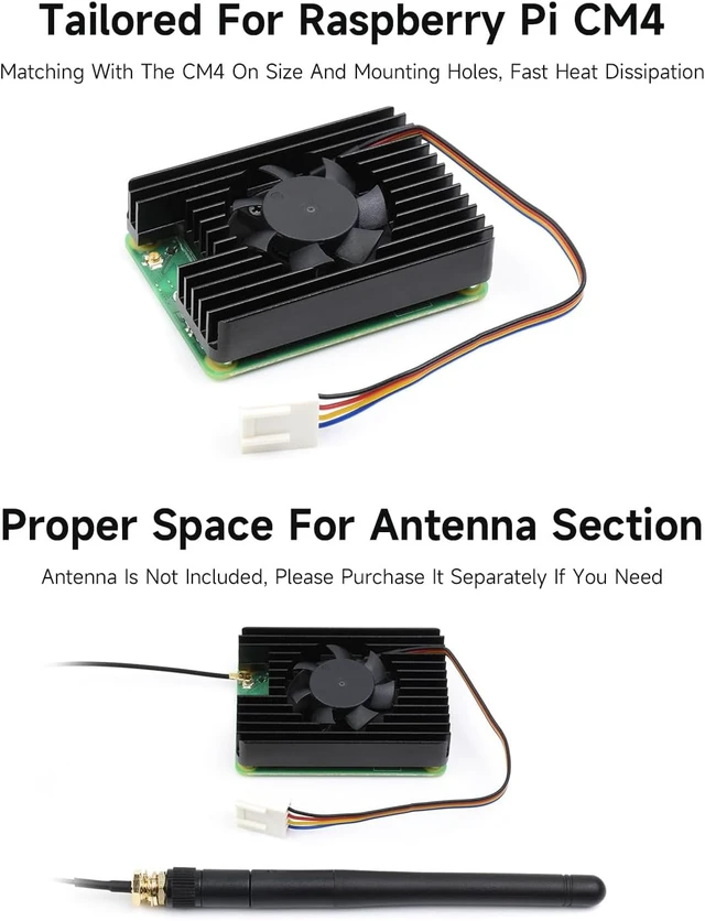 Alt view image 4 of 6 - Waveshare Dedicated FAN-3007-B Cooling Fan for Raspberry Pi Compute Module 4 CM4 Speed Adjustable with Thermal Tapes-5V