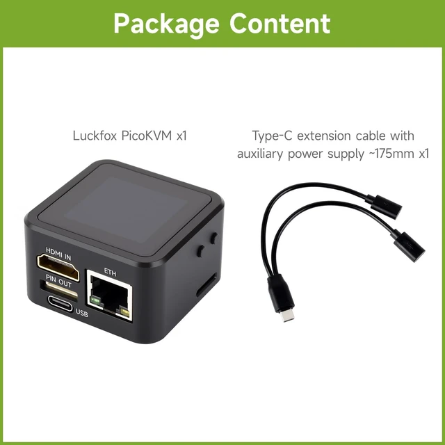 Alt view image 2 of 7 - Waveshare Luckfox PicoKVM, Compact IP KVM Remote Management Tool with 1920×1080@60fps HDMI Input, HID Output, 1.54" Touch Display & Case for Efficient Device Control