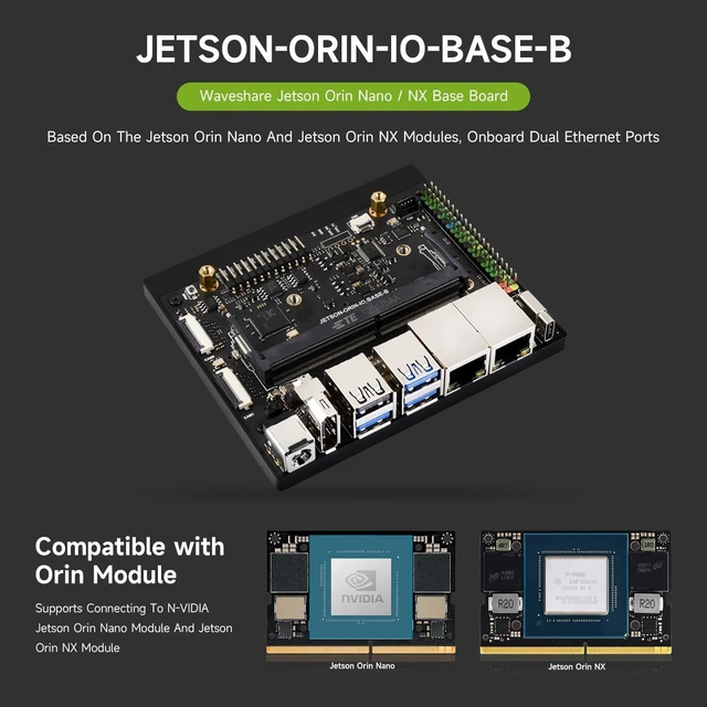 Alt view image 4 of 7 - Waveshare Jetson Orin Nano/NX Super Dual Ethernet Base Board Compatible with Jetson Orin Nano and Jetson Orin NX Modules, Designed for NV Jetson Orin Nano Super AI Development Kit