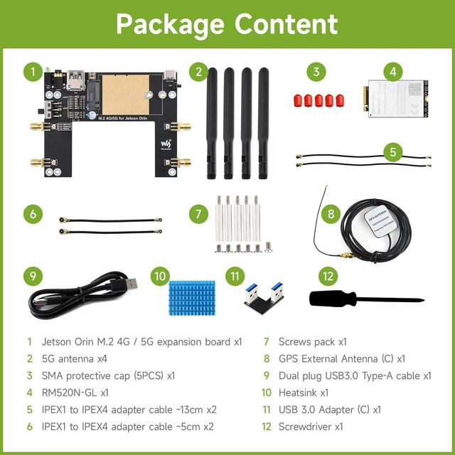 Alt view image 2 of 7 - Waveshare 5G/4G/3G RM520N-GL Module for Jetson Orin, Supports 5G NSA/SA & GNSS Positioning, Supports 3GPP 16
