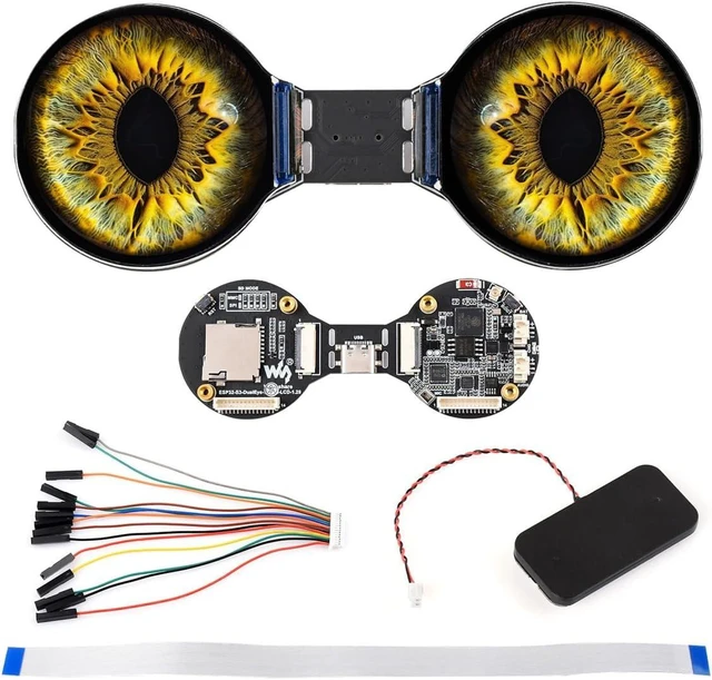 Main image of Waveshare ESP32-S3 1.28inch Double Eye Round LCD AIoT Development Board, with Dual 1.28inch IPS Displays, 240 × 240 Resolution, Dual-core 240MHz Processor, Wi-Fi/Bluetooth 5 Support