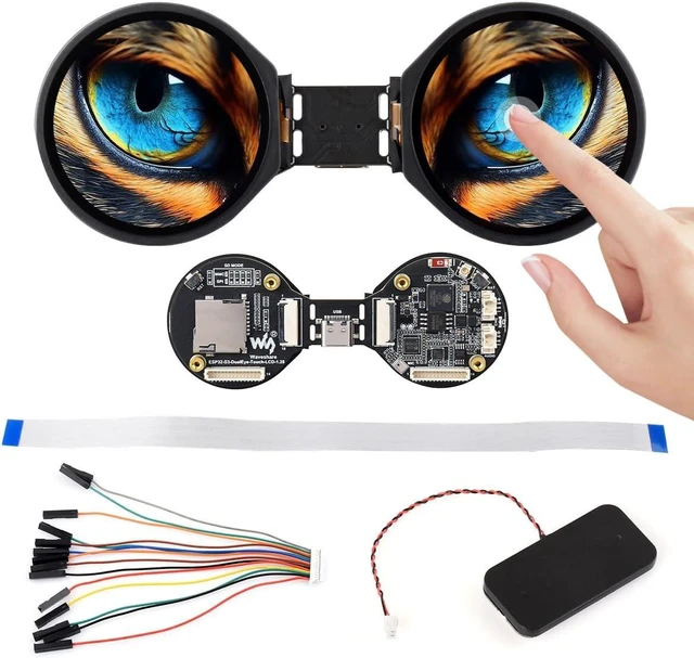 Main image of Waveshare ESP32-S3 1.28inch Double Eye Round LCD AIoT Development Board, with Dual 1.28inch IPS Displays, 240 × 240 Resolution, Dual-core 240MHz Processor, Wi-Fi/Bluetooth 5 Support, with Touch