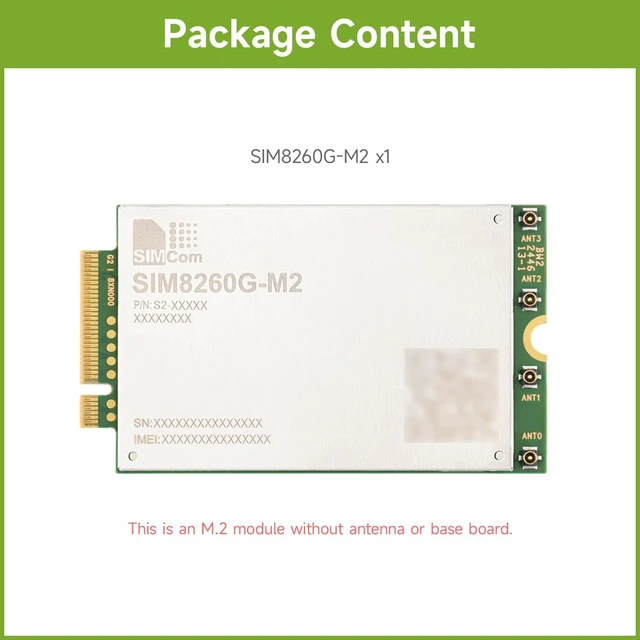 Alt view image 2 of 5 - Waveshare SIM8260G-M2, SIMCom Original 5G Sub-6GHz Module, Powered by Qualcomm Snapdragon X62, Utilizing 3GPP 5G Release 16 Technology