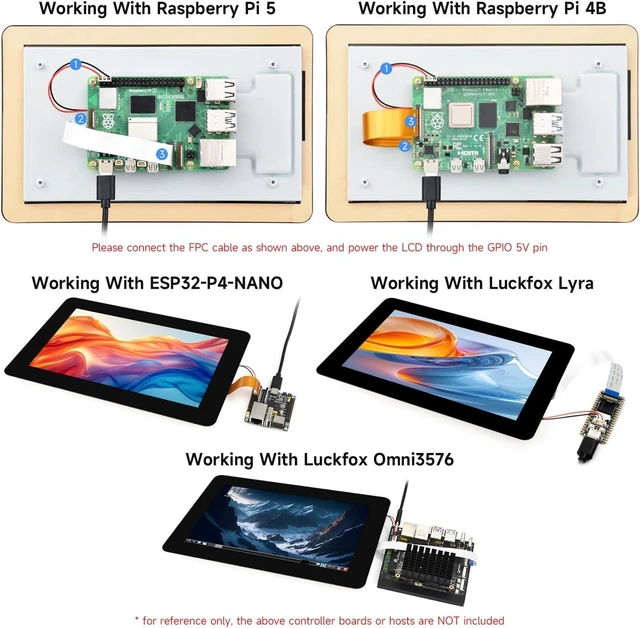 Alt view image 5 of 7 - waveshare 7inch DSI Capacitive Touch Display, Compatible with Raspberry Pi 5/4B/3B/CM3/3+/4, 720×1280, IPS Panel, Optical Bonding Toughened Glass Panel, 10-Point Touch, Anti-Fingerprint Process